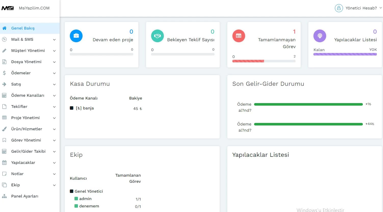 Muhasebe hesap takip gelir gider php scripti