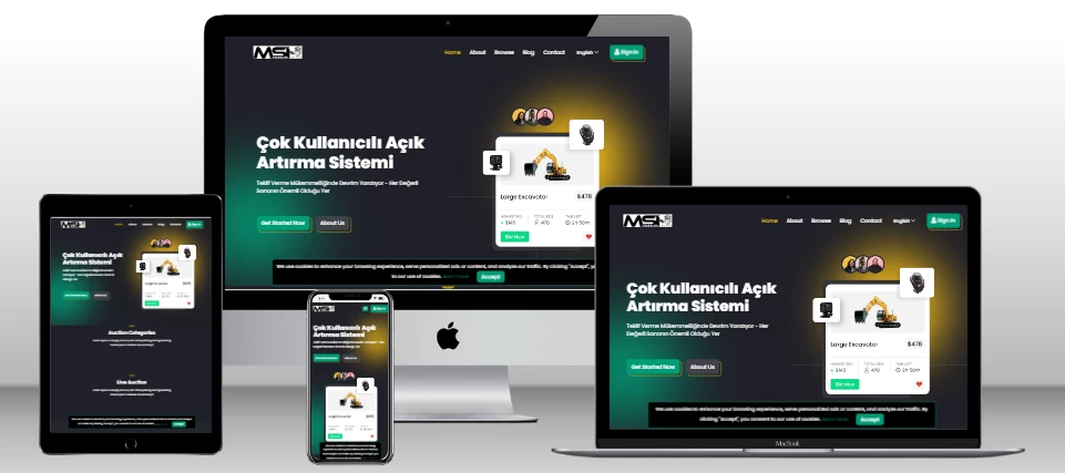 Açık Artırma sistemi php tema yönetim panelli
