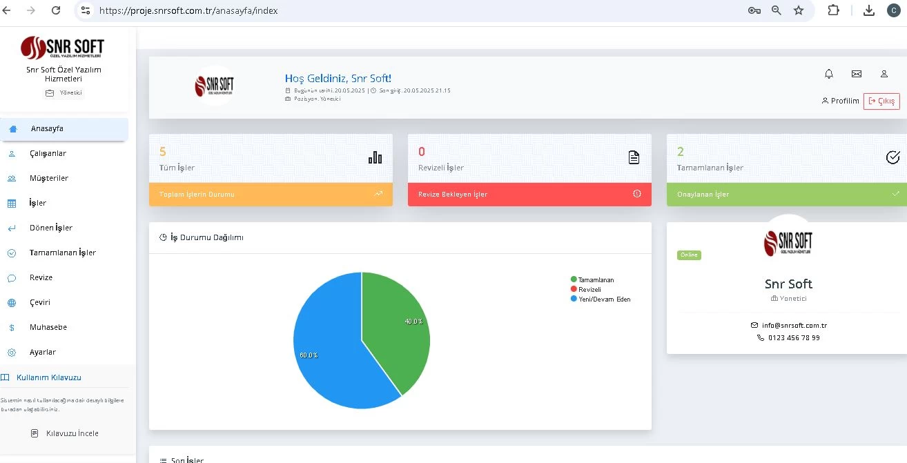 İş Takip Proj Takip Crm sistemi php PROJE YÖNETİM SİSTEMİ - 2025
