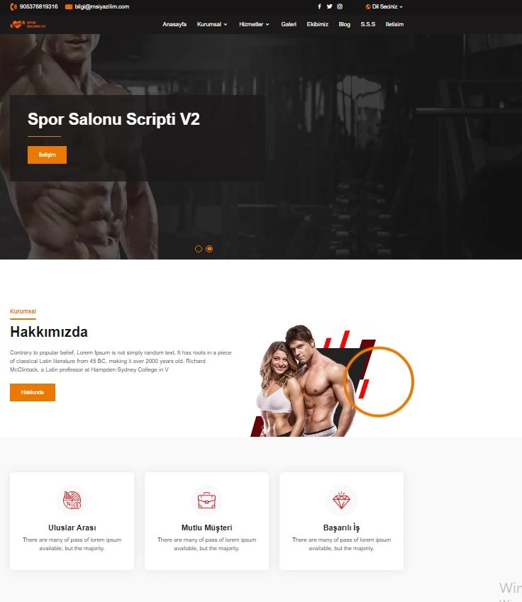 Spor Salonu Fitness vucut geliştirme php scripti