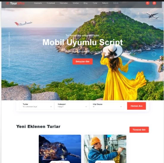tur otel satış php tema scripti msiyazilim tur teması