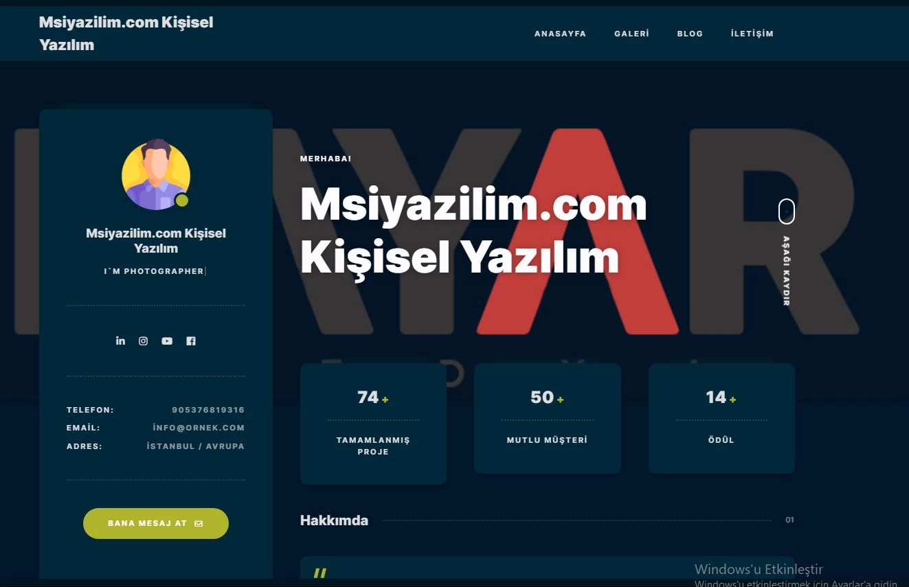 Kişisel blog portfolyo php scripti