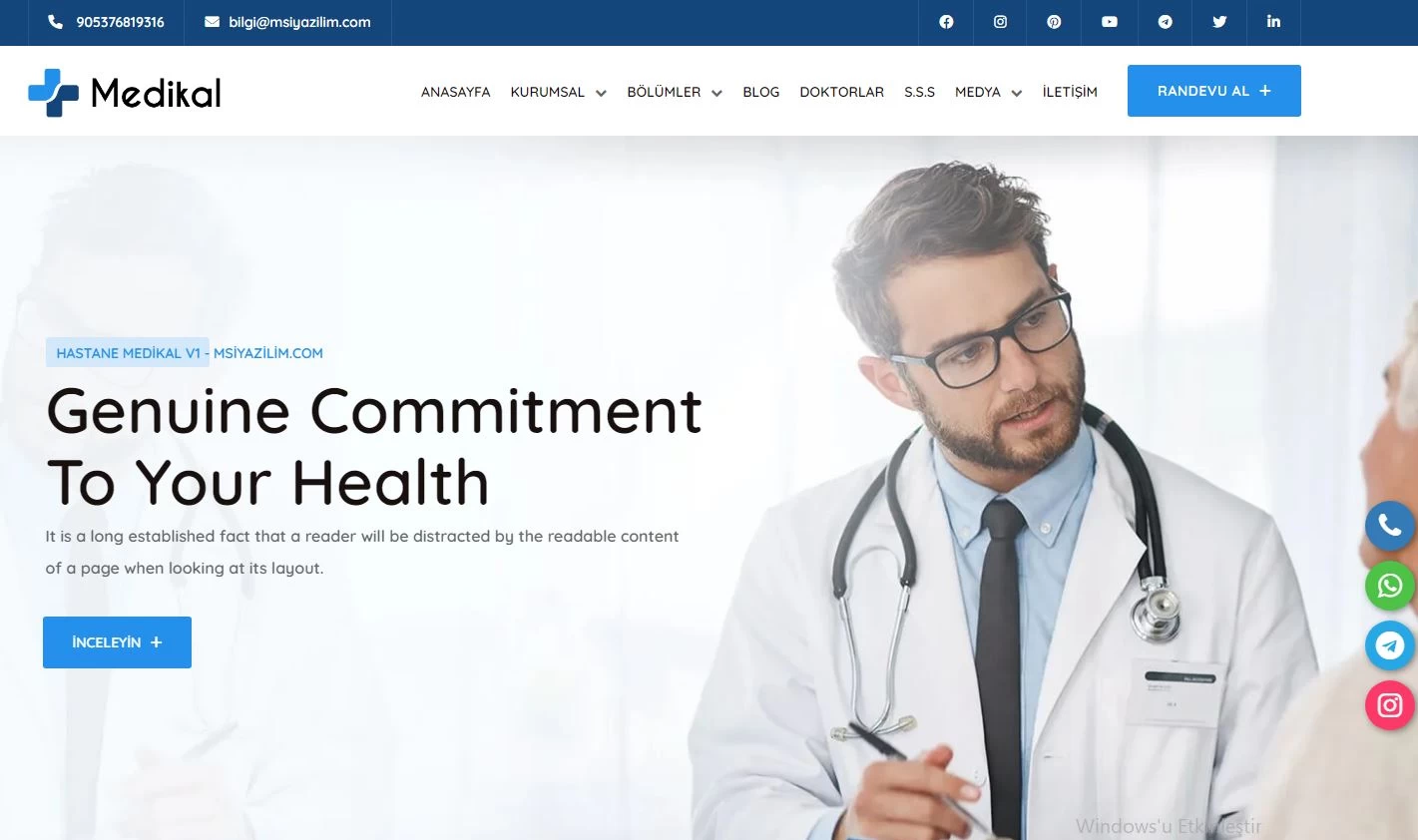 Özel Hastane medikal dişçi klinik php scripti