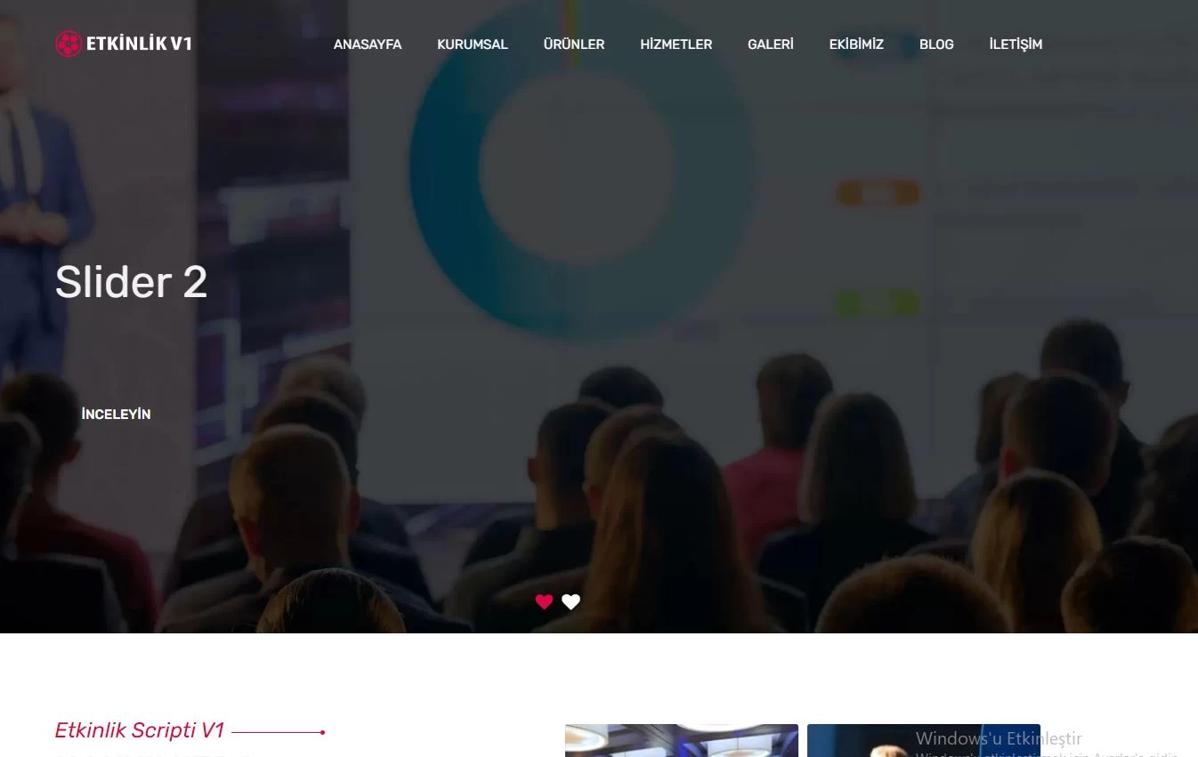 Etkinlik organizasyon dügün salonu toplantı php scripti