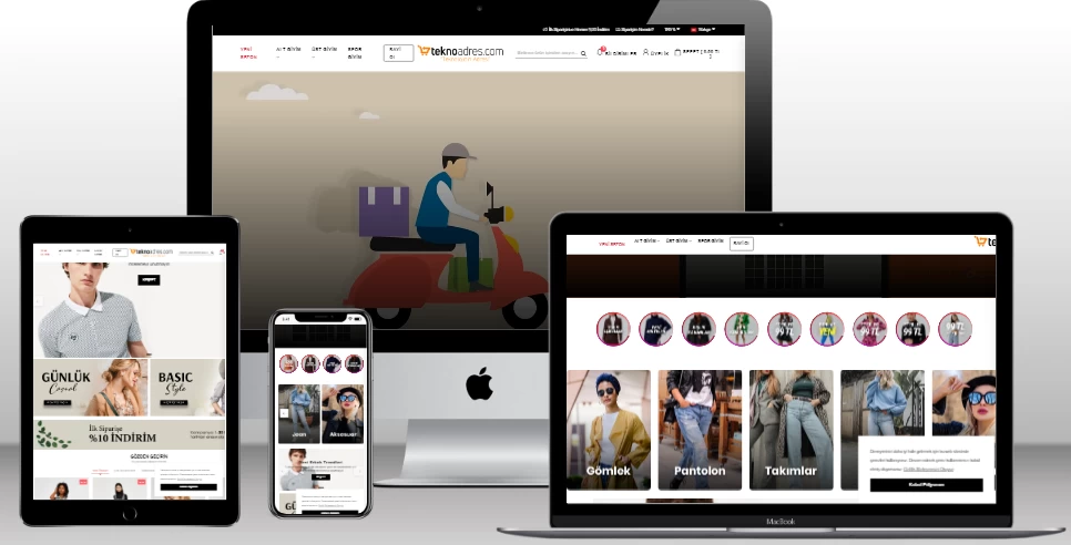 E Ticaret sistemi giyim ve diğer sektörler uyumlu video slider bannerli özel