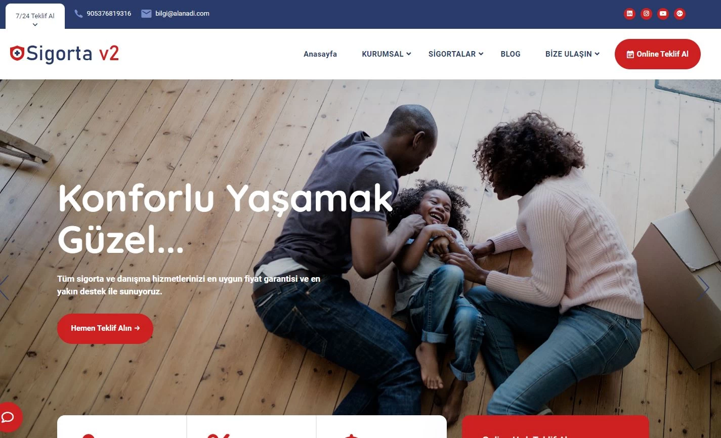 Admin Kontrollü Gelişmiş Sigorta Web Tasarım  Scripti