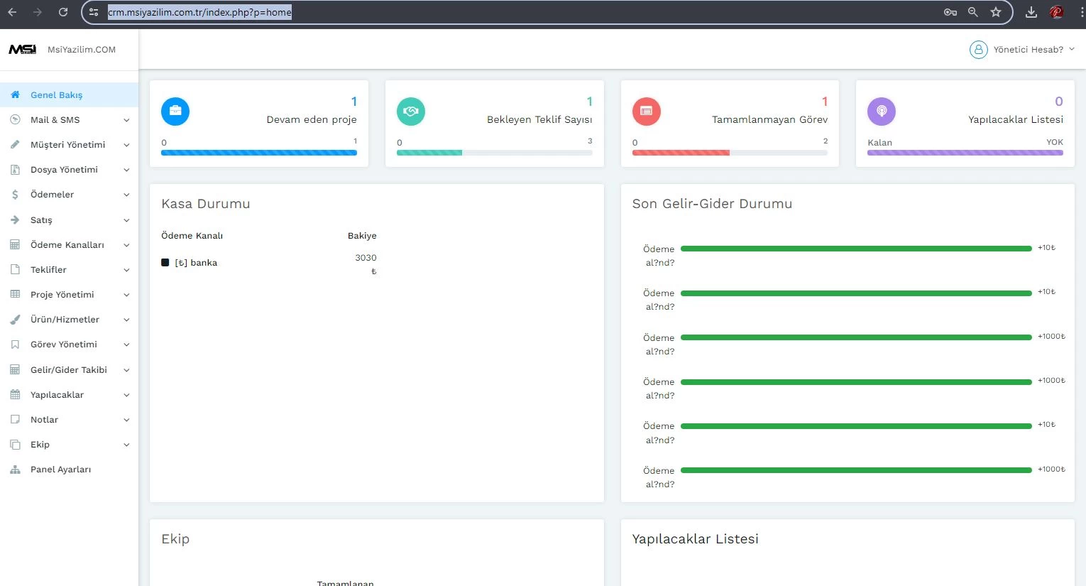 Crm hesap yönetim sistemi muhasebe sistemi version 1