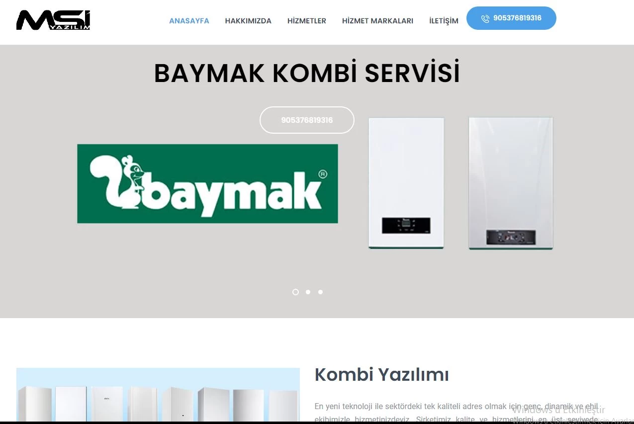 Kombi Beyaz eşya bakım temizlik firma kurumsal script