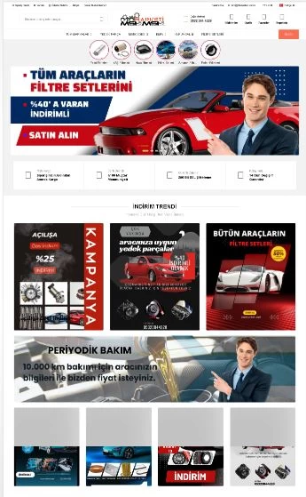 oto yedek parça çıkma parça satış e ticaret web site teması
