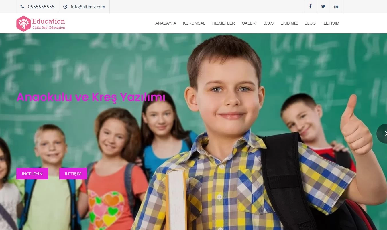 Anaokulu kreş özel okul kurs php scripti yönetim panelli sistem