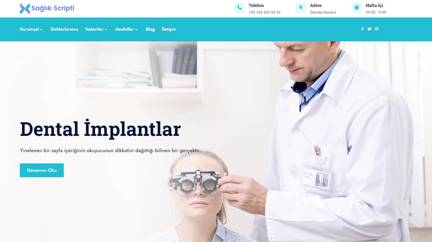Gelişmis hastane sağlık medikal dişçi özel hastane php scripti