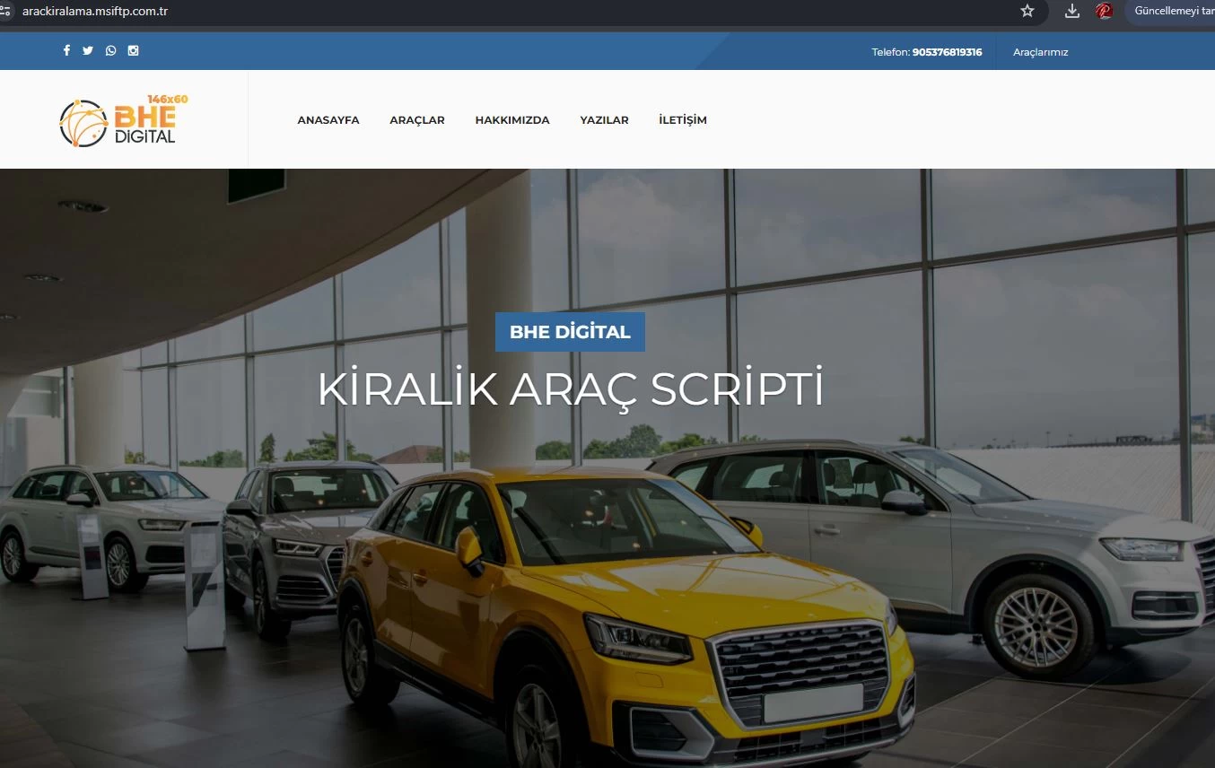Rentecar araç kiralama php scripti